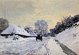 Claude Monet A Cart On The Snow Covered Road With Saint Simeon Farm painting